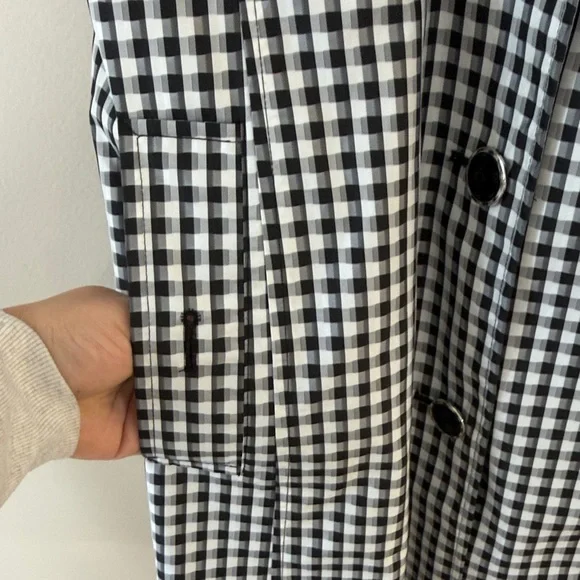 London Fog Black and White Houndstooth Trench Coat Size XL - Picture 7 of 16